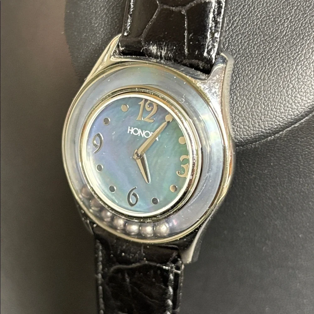 Honora Mother of Pearl Floating Black Pearls Watch Analog Quartz Stainless Steel